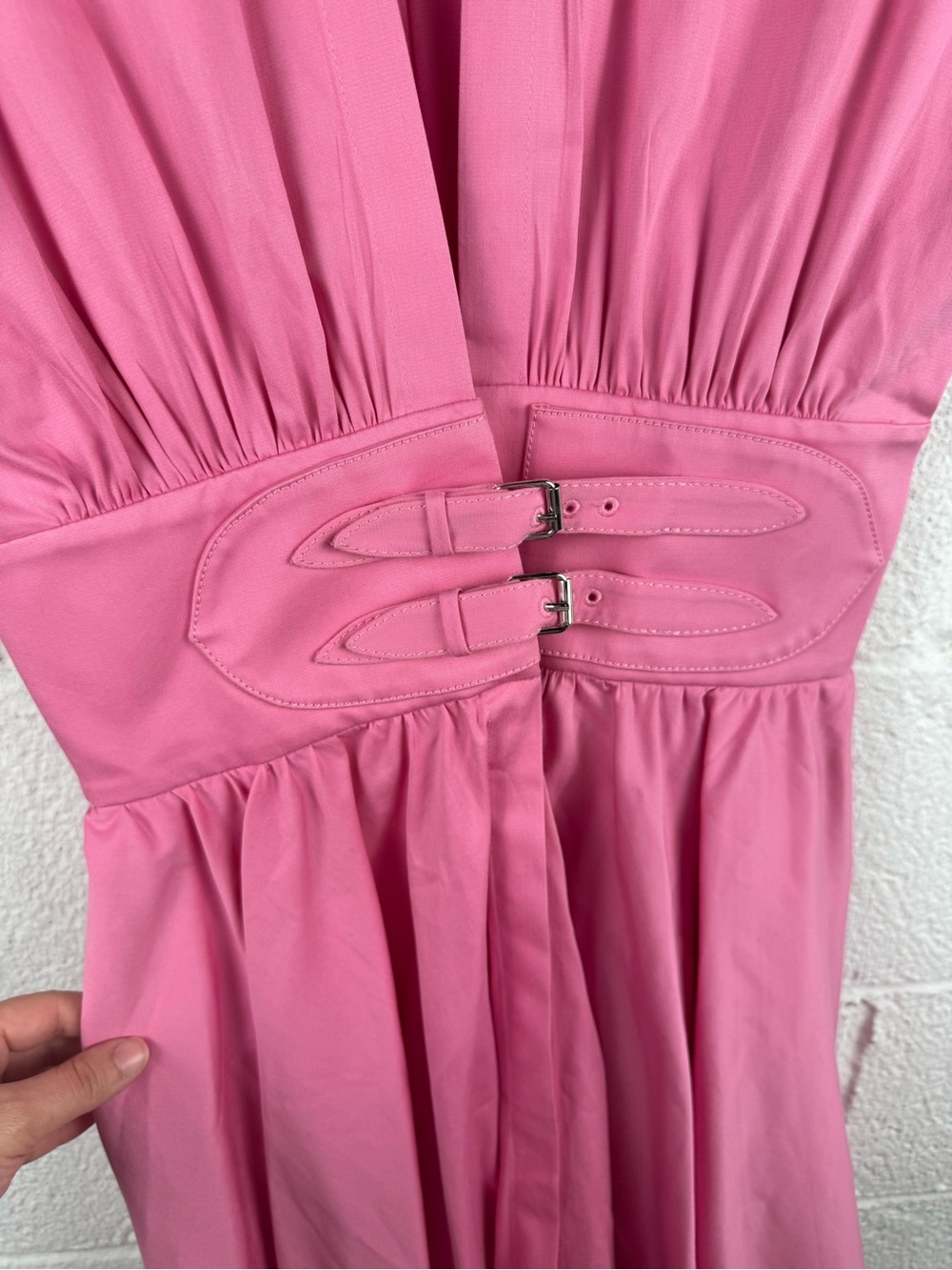 ALEXIS Bree Gathered Poplin Belted Mini Dress Pink XS - Picture 7 of 10